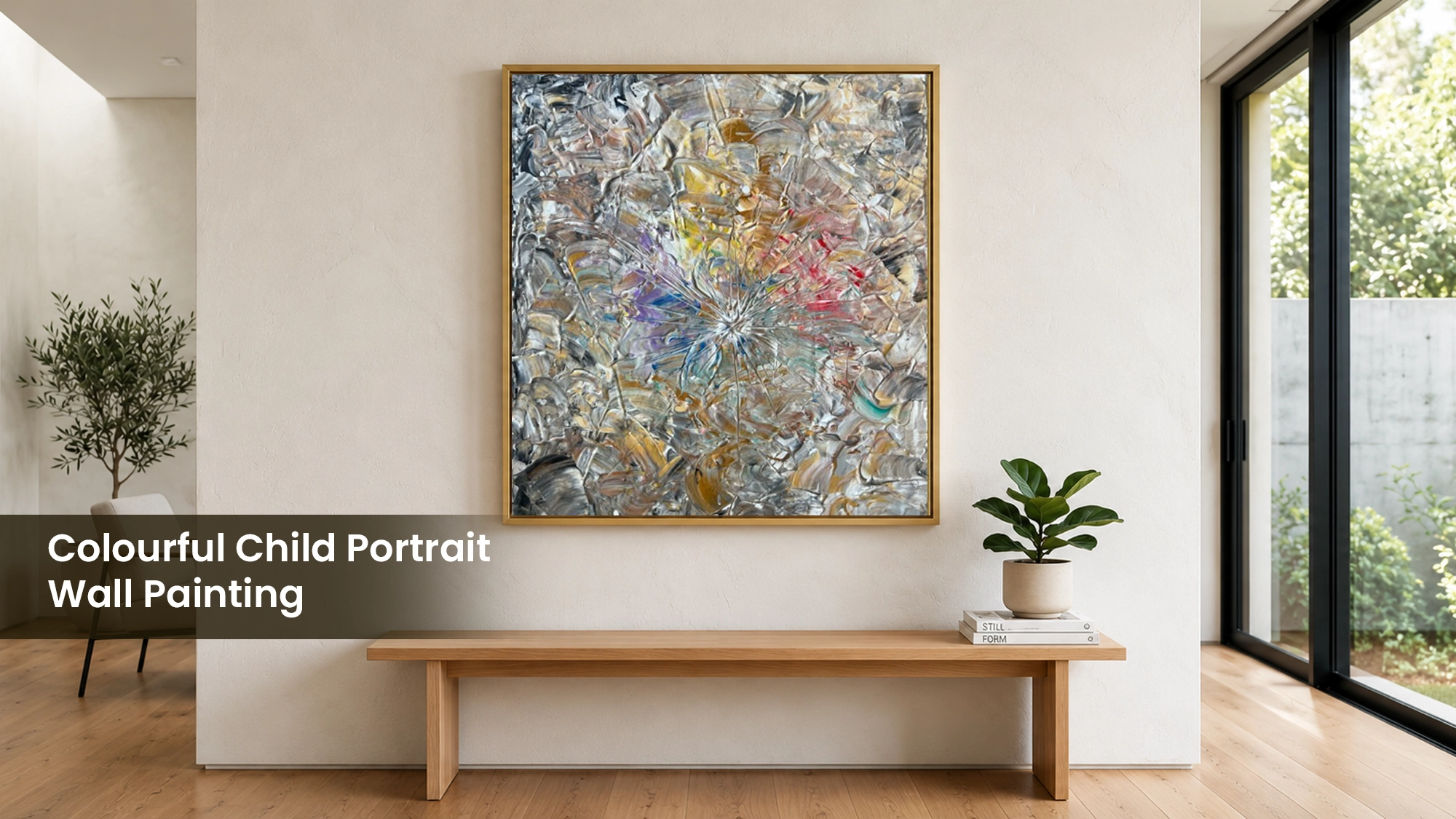 Colourful Child Portrait Wall Painting Colourful Child Portrait Wall Painting