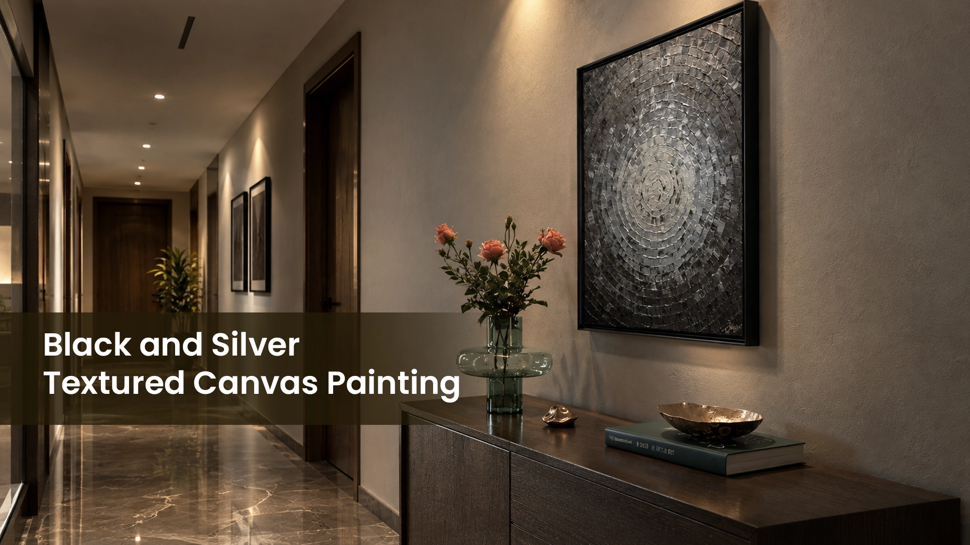 Black and Silver Textured Canvas Painting Black and Silver Textured Canvas Painting