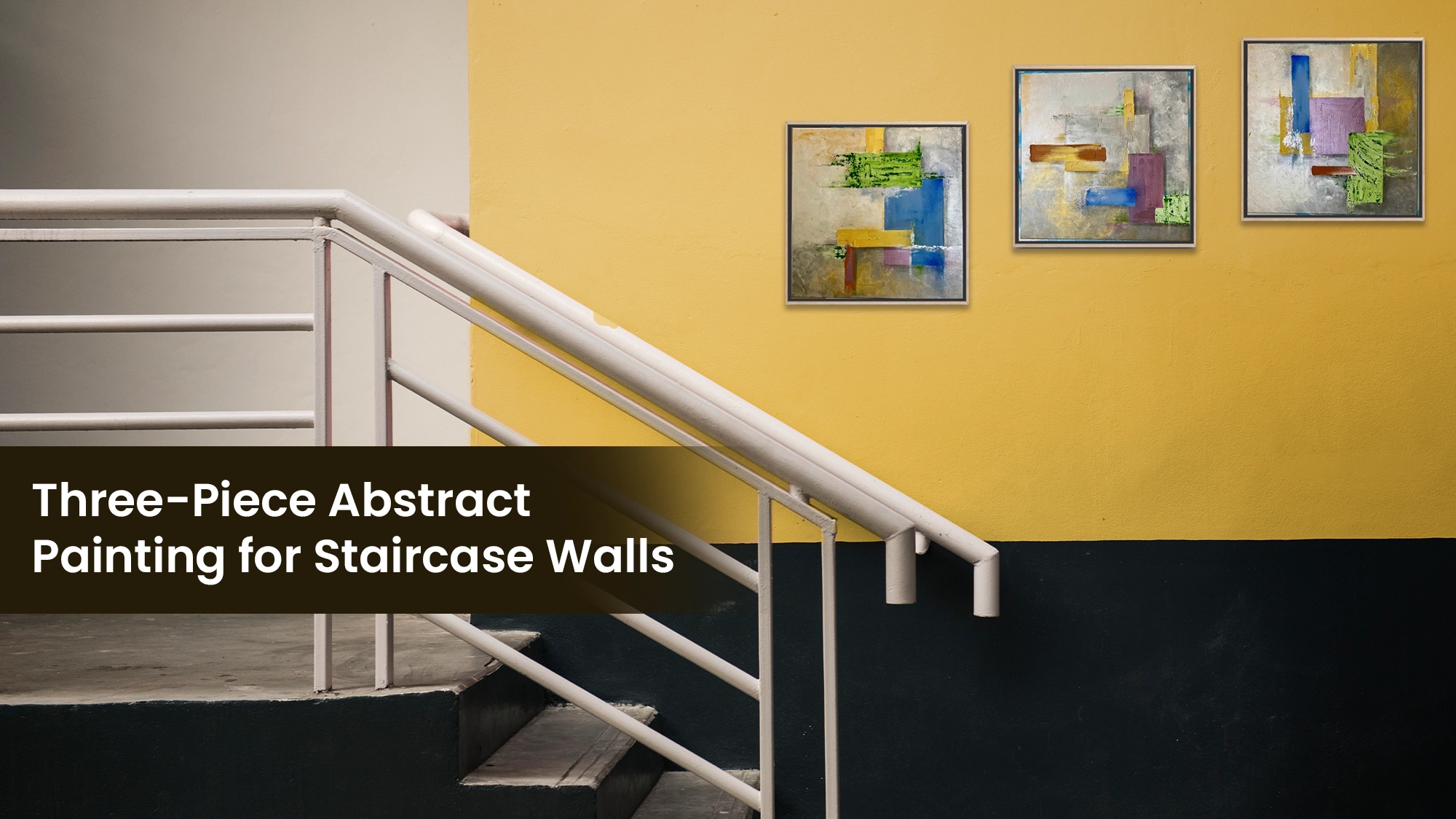 Three-Piece Abstract Painting for Staircase Walls Three-Piece Abstract Painting